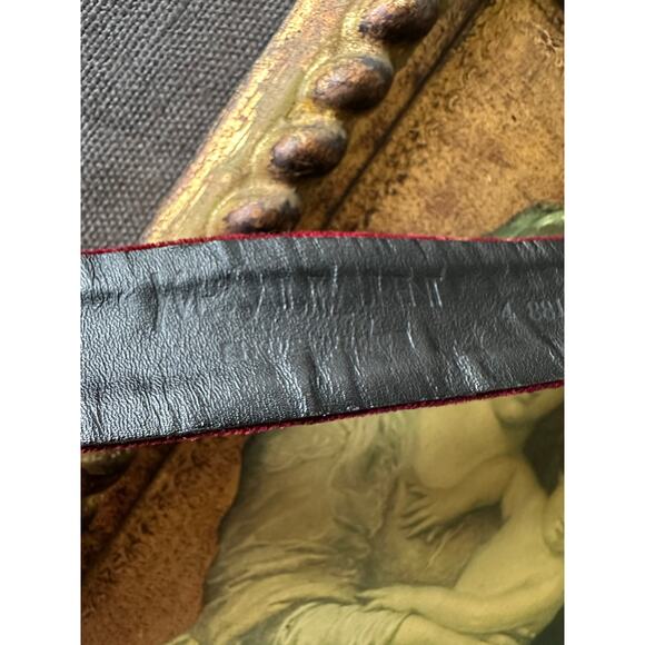 vintage SAINT LAURENT velvet calfskin leather BELT metal jeweled buckle glam s 2 - Picture 14 of 16